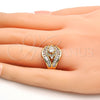 Anillo Multi Piedra 01.199.0008.07.GT Oro Laminado, con Blanca Zirconia Cubica, Pulido, Tono Dorado (Size 7)