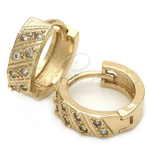 Argolla Huggie 02.63.2575 Oro Laminado, con Blanca Zirconia Cubica, Pulido, Tono Dorado