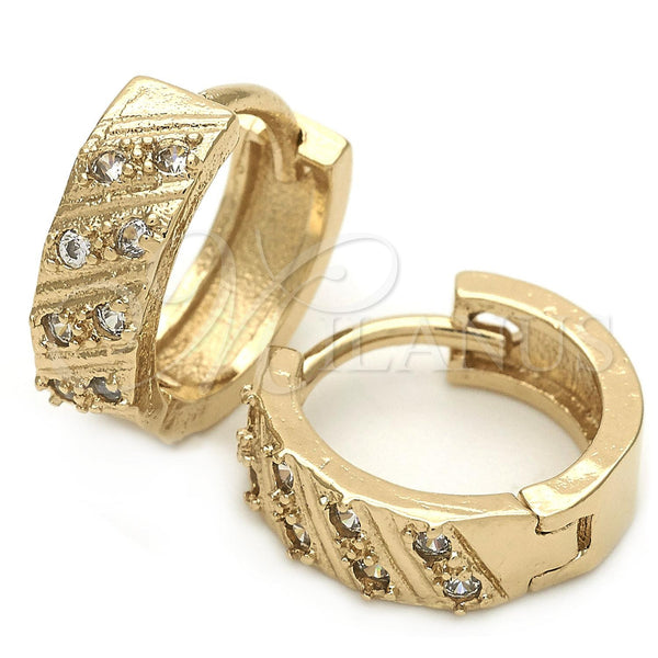 Argolla Huggie 02.63.2575 Oro Laminado, con Blanca Zirconia Cubica, Pulido, Tono Dorado
