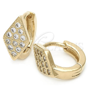 Argolla Huggie 02.63.2576 Oro Laminado, con Blanca Zirconia Cubica, Pulido, Tono Dorado