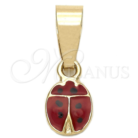 Dije Elegante 05.163.0052 Oro Laminado, Diseño de Mariquita, Esmaltado Rojo, Tono Dorado