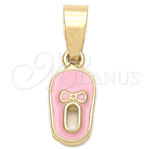 Dije Elegante 05.163.0058 Oro Laminado, Diseño de Zapato, Esmaltado Rosado, Tono Dorado