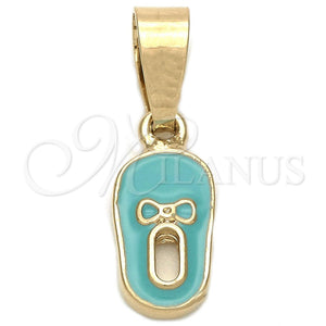 Dije Elegante 05.163.0058.3 Oro Laminado, Diseño de Zapato, Esmaltado Azul, Tono Dorado