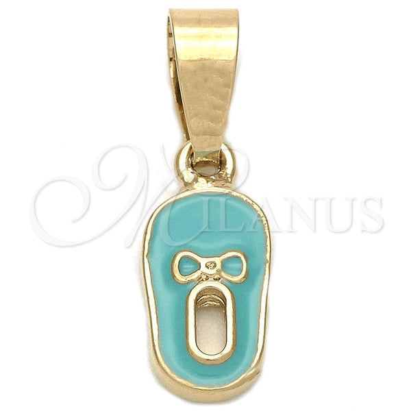 Dije Elegante 05.163.0058.3 Oro Laminado, Diseño de Zapato, Esmaltado Azul, Tono Dorado