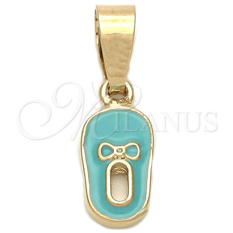 Dije Elegante 05.163.0058.3 Oro Laminado, Diseño de Zapato, Esmaltado Azul, Tono Dorado