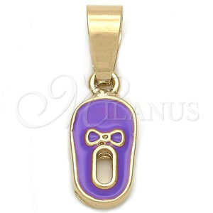 Dije Elegante 05.163.0058.4 Oro Laminado, Diseño de Zapato, Esmaltado Violeta, Tono Dorado