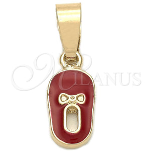 Dije Elegante 05.163.0058.5 Oro Laminado, Diseño de Zapato, Esmaltado Rojo, Tono Dorado