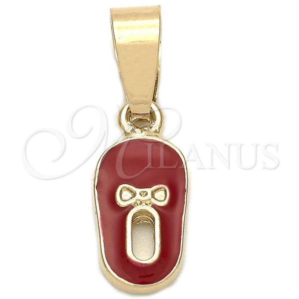 Dije Elegante 05.163.0058.5 Oro Laminado, Diseño de Zapato, Esmaltado Rojo, Tono Dorado