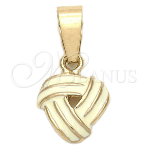 Dije Elegante 05.163.0059 Oro Laminado, Diseño de Nudo, Esmaltado Blanco, Tono Dorado