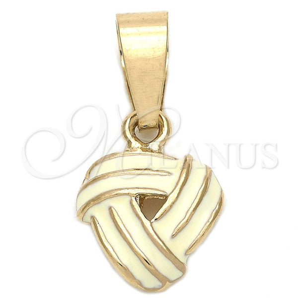 Dije Elegante 05.163.0059 Oro Laminado, Diseño de Nudo, Esmaltado Blanco, Tono Dorado
