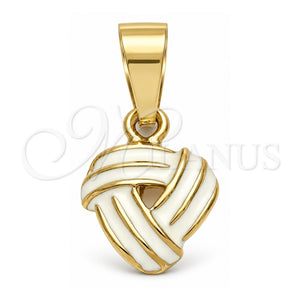 Dije Elegante 05.163.0059 Oro Laminado, Diseño de Nudo, Esmaltado Blanco, Tono Dorado