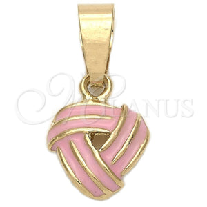 Dije Elegante 05.163.0059.1 Oro Laminado, Diseño de Nudo, Esmaltado Rosado, Tono Dorado