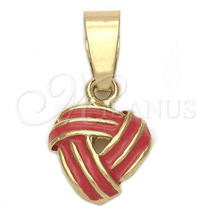 Dije Elegante 05.163.0059.2 Oro Laminado, Diseño de Nudo, Esmaltado Rojo, Tono Dorado