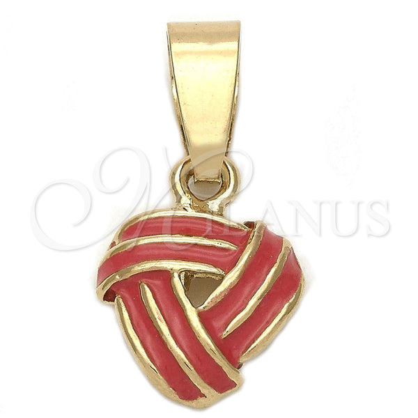 Dije Elegante 05.163.0059.2 Oro Laminado, Diseño de Nudo, Esmaltado Rojo, Tono Dorado