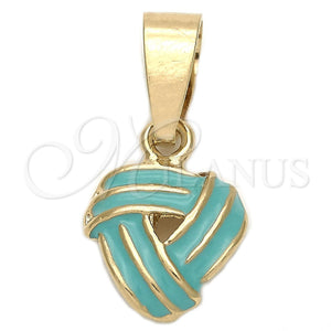 Dije Elegante 05.163.0059.4 Oro Laminado, Diseño de Nudo, Esmaltado Azul, Tono Dorado