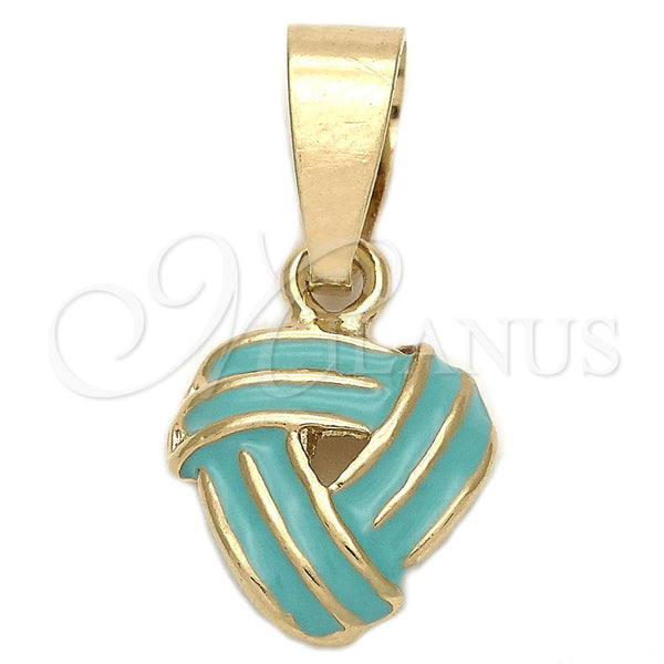 Dije Elegante 05.163.0059.4 Oro Laminado, Diseño de Nudo, Esmaltado Azul, Tono Dorado