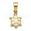 Dije Elegante 05.163.0062 Oro Laminado, Diseño de Tortuga, Esmaltado Blanco, Tono Dorado