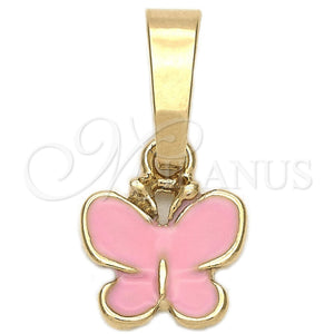 Dije Elegante 05.163.0064.1 Oro Laminado, Diseño de Mariposa, Esmaltado Rosado, Tono Dorado