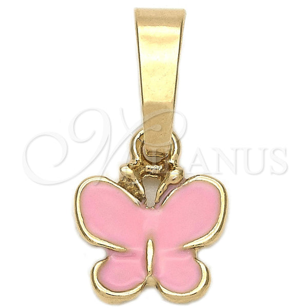 Dije Elegante 05.163.0064.1 Oro Laminado, Diseño de Mariposa, Esmaltado Rosado, Tono Dorado