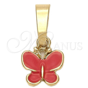 Dije Elegante 05.163.0064.2 Oro Laminado, Diseño de Mariposa, Esmaltado Rojo, Tono Dorado