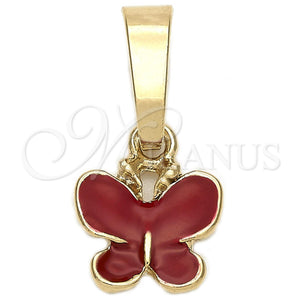 Dije Elegante 05.163.0064.3 Oro Laminado, Diseño de Mariposa, Esmaltado Rosado Oscuro, Tono Dorado