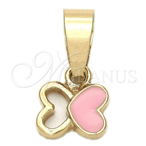 Dije Elegante 05.163.0063 Oro Laminado, Diseño de Mariposa, Esmaltado Rosado, Tono Dorado