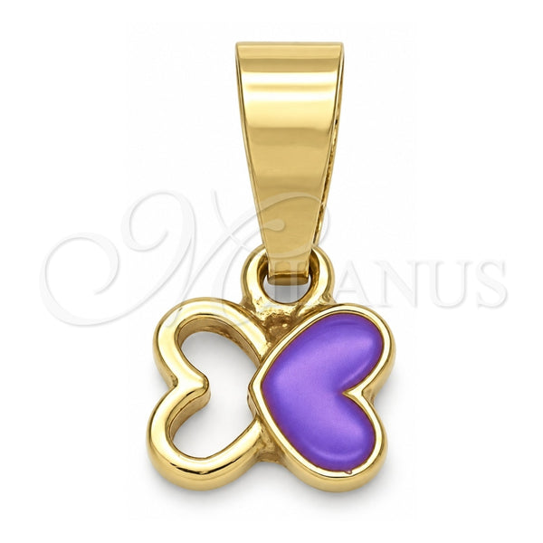 Dije Elegante 05.163.0063.1 Oro Laminado, Diseño de Mariposa, Esmaltado Violeta, Tono Dorado