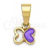 Dije Elegante 05.163.0063.1 Oro Laminado, Diseño de Mariposa, Esmaltado Violeta, Tono Dorado