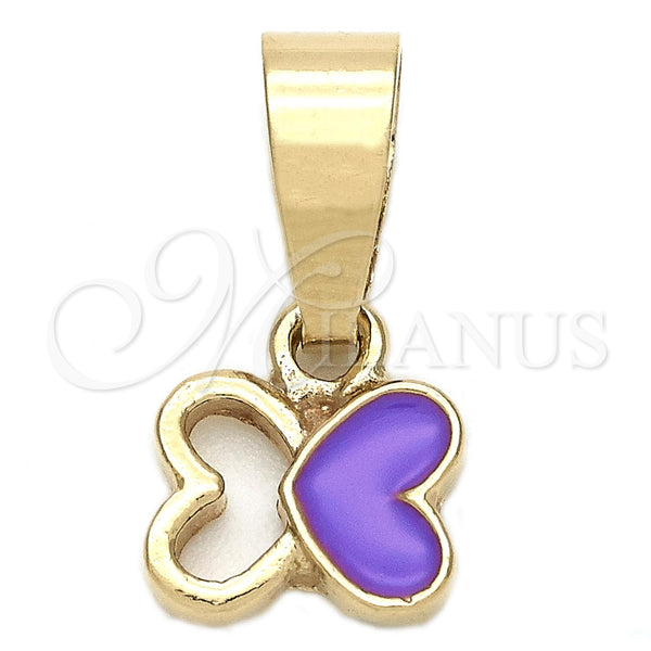 Dije Elegante 05.163.0063.1 Oro Laminado, Diseño de Mariposa, Esmaltado Violeta, Tono Dorado