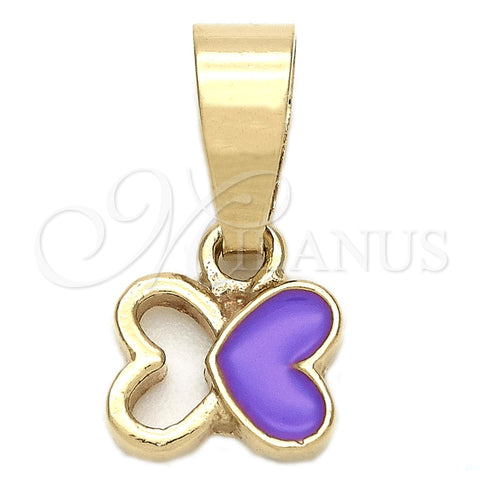 Dije Elegante 05.163.0063.1 Oro Laminado, Diseño de Mariposa, Esmaltado Violeta, Tono Dorado