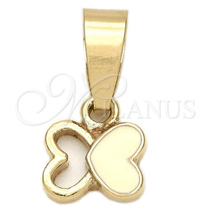 Dije Elegante 05.163.0063.2 Oro Laminado, Diseño de Mariposa, Esmaltado Blanco, Tono Dorado
