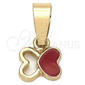 Dije Elegante 05.163.0063.4 Oro Laminado, Diseño de Mariposa, Esmaltado Rojo, Tono Dorado
