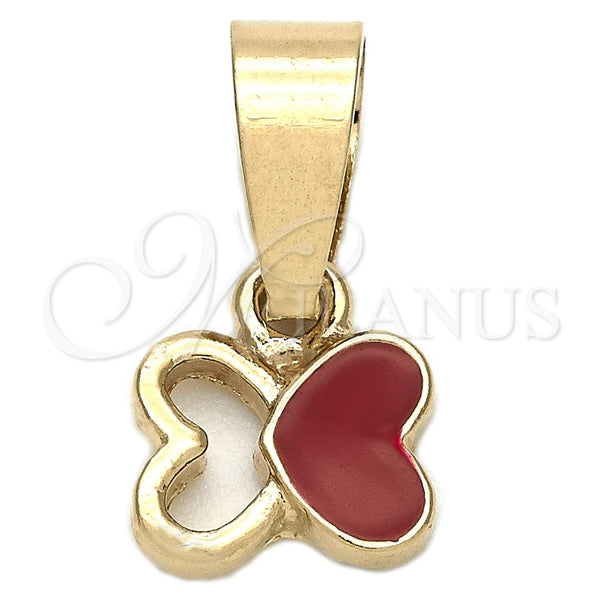 Dije Elegante 05.163.0063.4 Oro Laminado, Diseño de Mariposa, Esmaltado Rojo, Tono Dorado