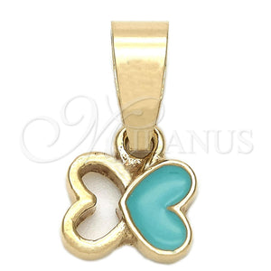 Dije Elegante 05.163.0063.5 Oro Laminado, Diseño de Mariposa, Esmaltado Azul, Tono Dorado