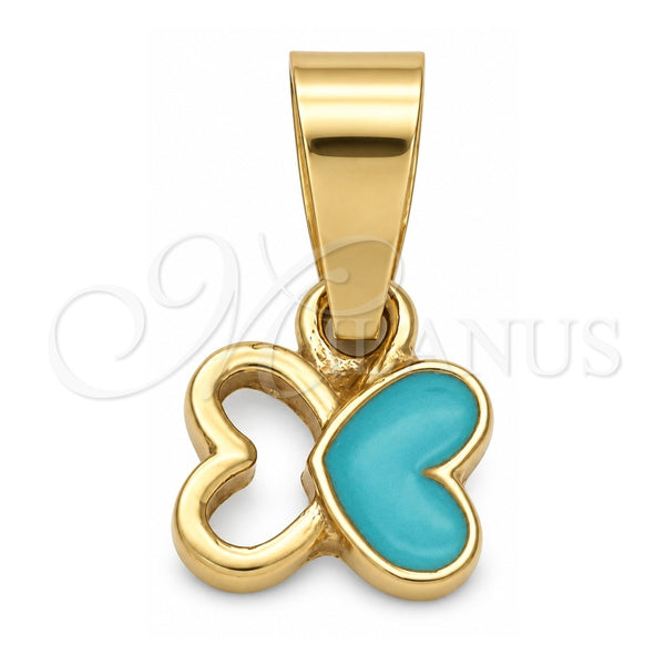 Dije Elegante 05.163.0063.5 Oro Laminado, Diseño de Mariposa, Esmaltado Azul, Tono Dorado