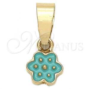 Dije Elegante 05.163.0067.4 Oro Laminado, Diseño de Flor, Esmaltado Azul, Tono Dorado
