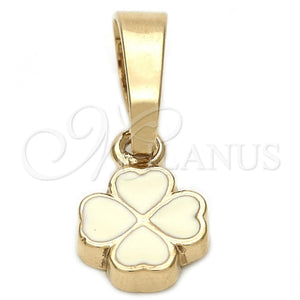 Dije Elegante 05.163.0068 Oro Laminado, Diseño de Flor, Esmaltado Blanco, Tono Dorado