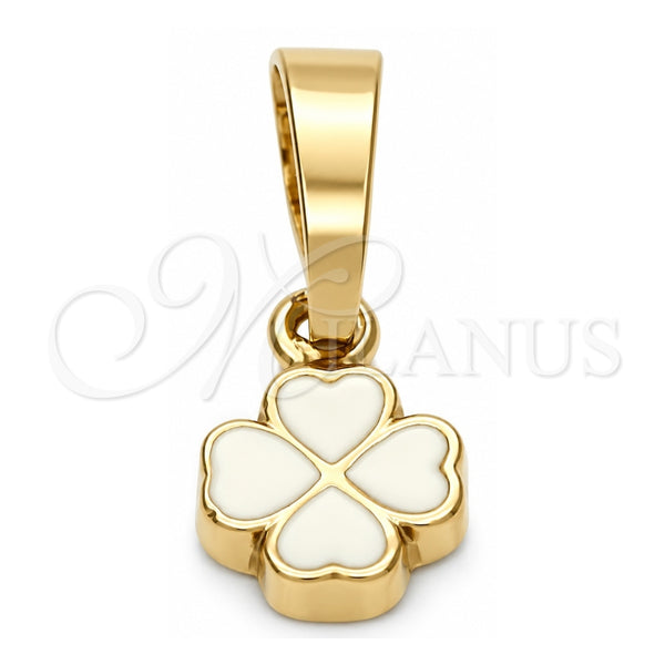 Dije Elegante 05.163.0068 Oro Laminado, Diseño de Flor, Esmaltado Blanco, Tono Dorado
