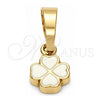 Dije Elegante 05.163.0068 Oro Laminado, Diseño de Flor, Esmaltado Blanco, Tono Dorado