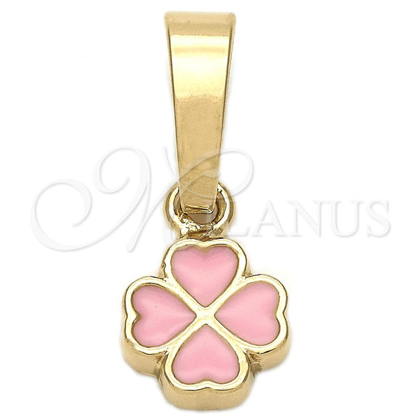 Dije Elegante 05.163.0068.1 Oro Laminado, Diseño de Flor, Esmaltado Rosado, Tono Dorado