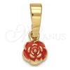 Dije Elegante 05.163.0071.2 Oro Laminado, Diseño de Flor, Esmaltado Rosado Oscuro, Tono Dorado