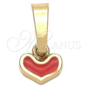 Dije Elegante 05.163.0075.1 Oro Laminado, Diseño de Corazón, Esmaltado Naranja, Tono Dorado