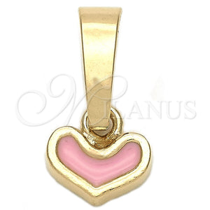 Dije Elegante 05.163.0075.2 Oro Laminado, Diseño de Corazón, Esmaltado Rosado, Tono Dorado