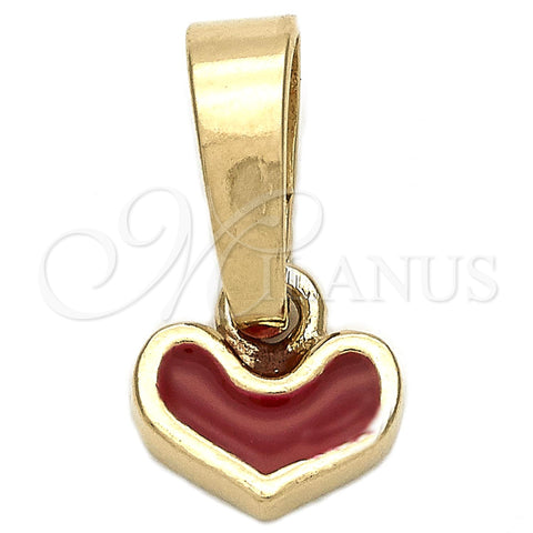 Dije Elegante 05.163.0075.3 Oro Laminado, Diseño de Corazón, Esmaltado Rojo, Tono Dorado