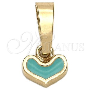 Dije Elegante 05.163.0075.4 Oro Laminado, Diseño de Corazón, Esmaltado Acqua, Tono Dorado