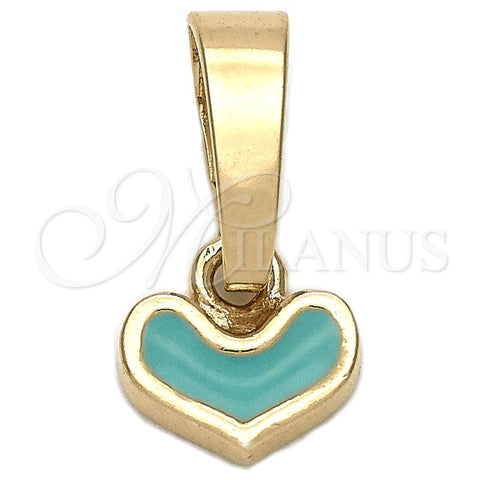 Dije Elegante 05.163.0075.4 Oro Laminado, Diseño de Corazón, Esmaltado Acqua, Tono Dorado