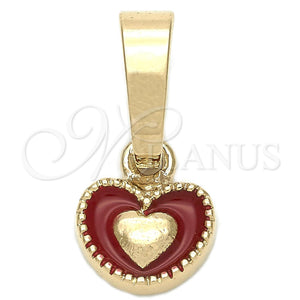Dije Elegante 05.163.0076.1 Oro Laminado, Diseño de Corazón, Esmaltado Rojo, Tono Dorado