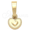 Dije Elegante 05.163.0076.2 Oro Laminado, Diseño de Corazón, Esmaltado Blanco, Tono Dorado