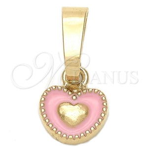 Dije Elegante 05.163.0076.3 Oro Laminado, Diseño de Corazón, Esmaltado Rosado, Tono Dorado