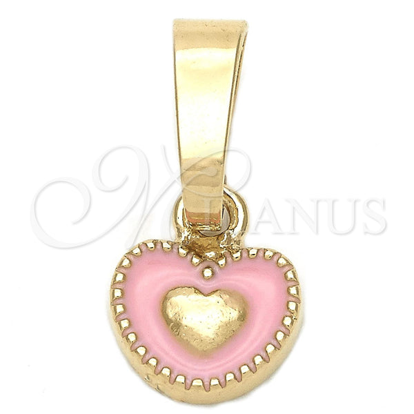 Dije Elegante 05.163.0076.3 Oro Laminado, Diseño de Corazón, Esmaltado Rosado, Tono Dorado